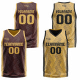 Custom Brown Yellow Reversible Basketball Suit for Adults and Kids Personalized Jersey