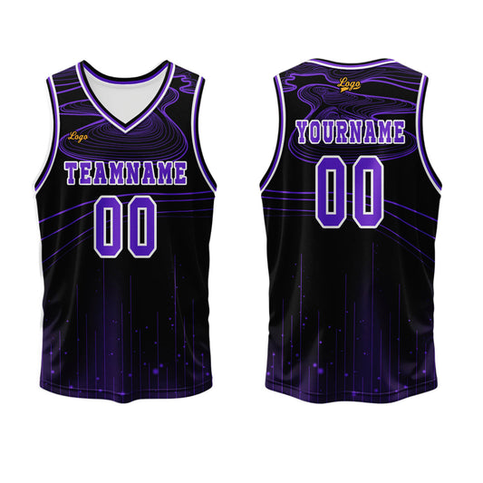 Custom Black Purple Basketball Jersey Uniform Suit Printed Your Logo Name Number