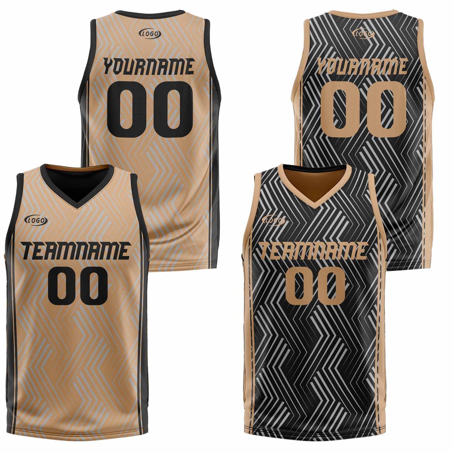 Custom Brown Black Reversible Basketball Suit for Adults and Kids Personalized Jersey