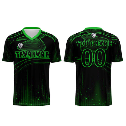 Custom Black Green Soccer Uniform Jersey Kids Adults Personalized Set Jersey Shirt