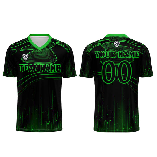 Custom Black Green Soccer Uniform Jersey Kids Adults Personalized Set Jersey Shirt