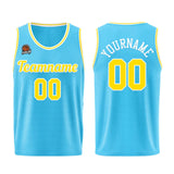 Custom Light Blue Yellow Basketball Jersey for Men Women Adult Youth Stitched Name Number Logo