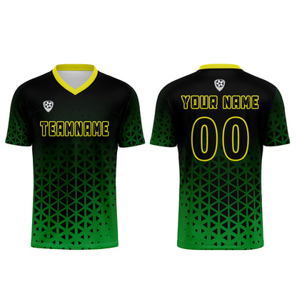 Custom Green Yellow Uniform Jersey Kids Adults Personalized Set Jersey Shirt