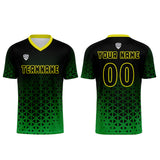 Custom Green Yellow Uniform Jersey Kids Adults Personalized Set Jersey Shirt