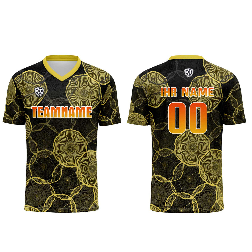 Custom  Black Yellow Uniform Jersey Kids Adults Personalized Set Jersey Shirt