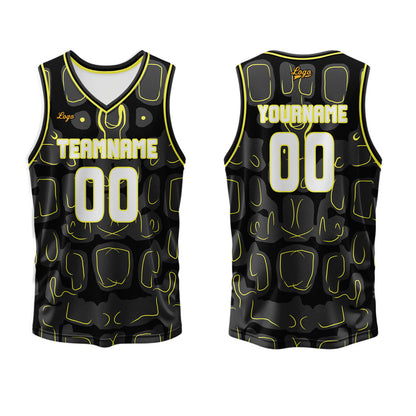 Custom Black Lemon Yellow Basketball Jersey Uniform Suit Printed Your Logo Name Number