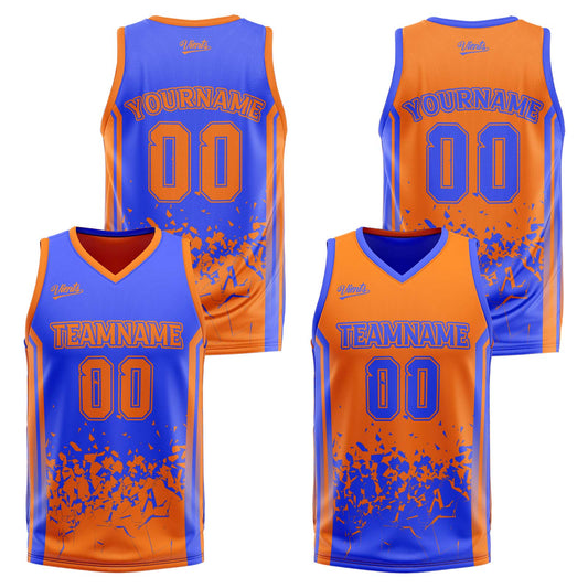 Custom Blue Orange Reversible Basketball Suit for Adults and Kids Personalized Jersey