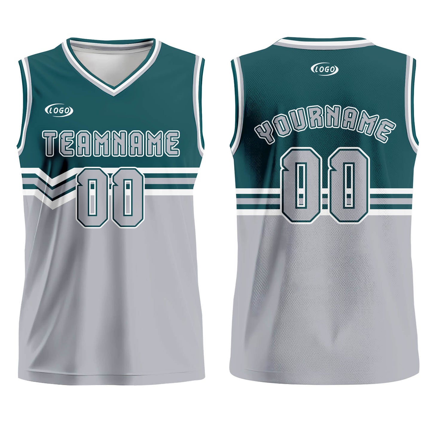 Custom Green Gray White Basketball Jersey Uniform Suit Printed Your Logo Name Number