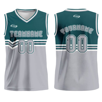 Custom Green Gray White Basketball Jersey Uniform Suit Printed Your Logo Name Number