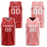 Custom Red Pink Reversible Basketball Suit for Adults and Kids Personalized Jersey