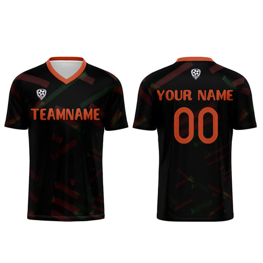 Custom Black Orange Red Soccer Uniform Jersey Kids Adults Personalized Set Jersey Shirt