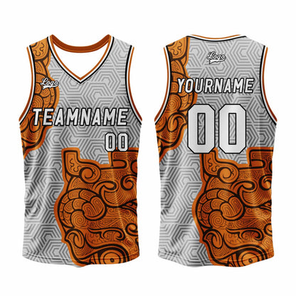 Custom Gray Orange Basketball Jersey Uniform Suit Printed Your Logo Name Number