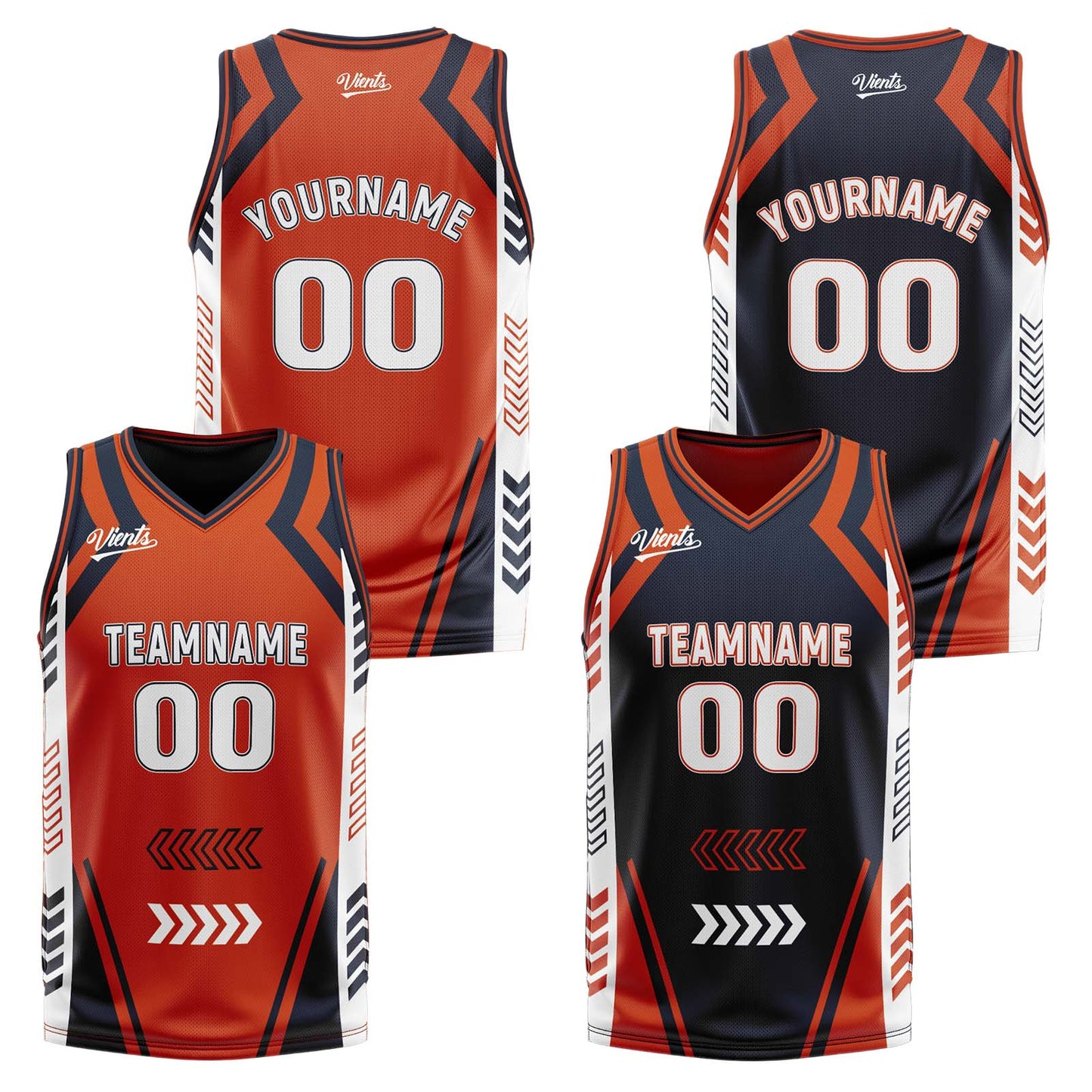 Custom Orange Navy Reversible Basketball Suit for Adults and Kids Personalized Jersey