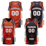 Custom Orange Navy Reversible Basketball Suit for Adults and Kids Personalized Jersey