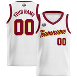 Custom White Burgundy Basketball Jersey for Men Women Adult Youth Stitched Name Number Logo