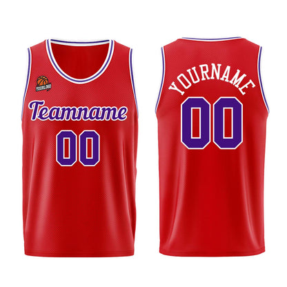 Custom Red Purple Basketball Jersey for Men Women Adult Youth Stitched Name Number Logo