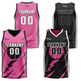 Custom Pink Black Reversible Basketball Suit for Adults and Kids Personalized Jersey