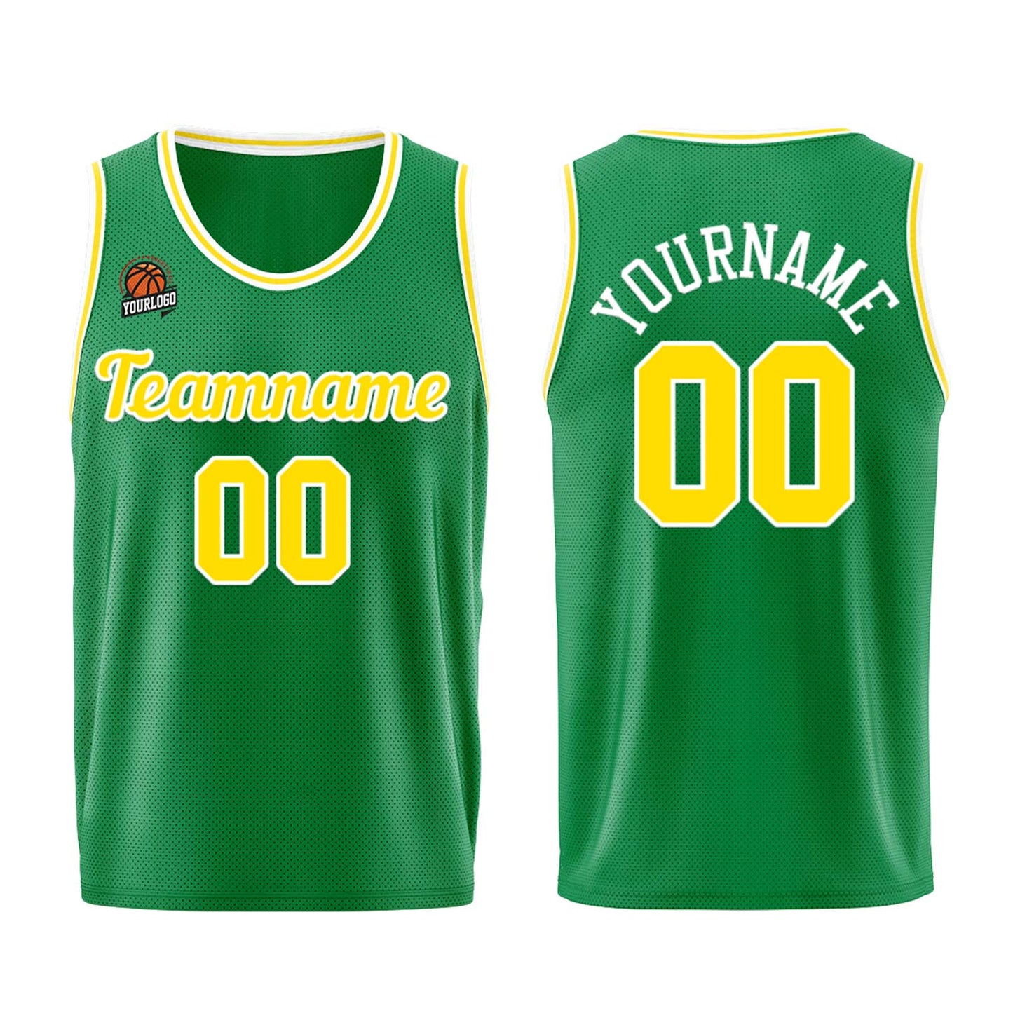 Custom Kelly Green Yellow Basketball Jersey for Men Women Adult Youth Stitched Name Number Logo