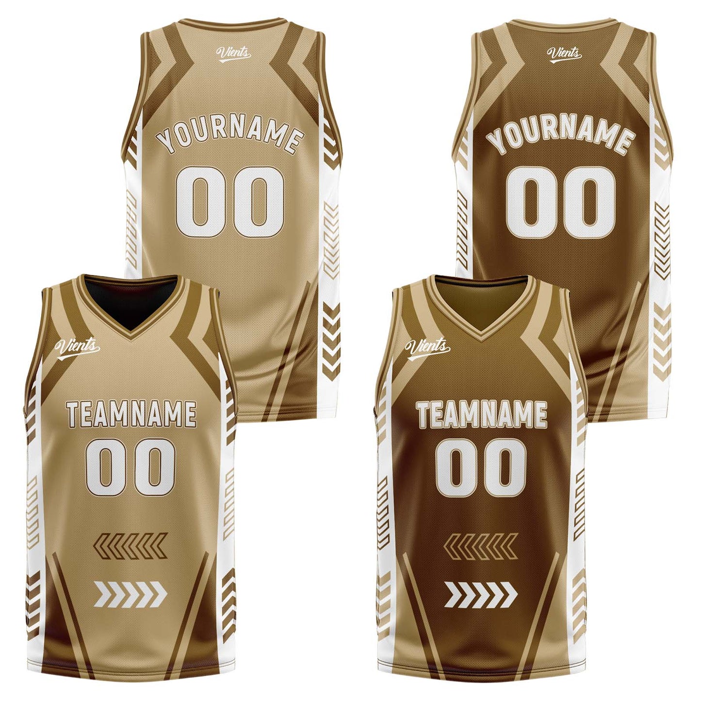 Custom Brown Reversible Basketball Suit for Adults and Kids Personalized Jersey