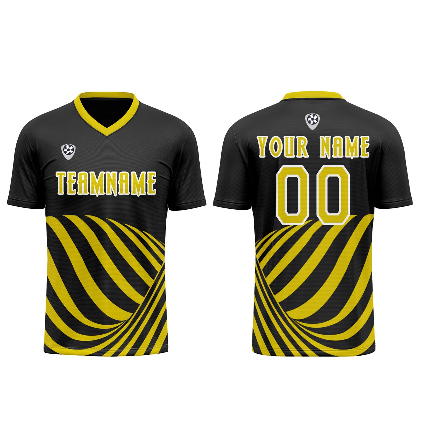 Custom Black Yellow Uniform Jersey Kids Adults Personalized Set Jersey Shirt