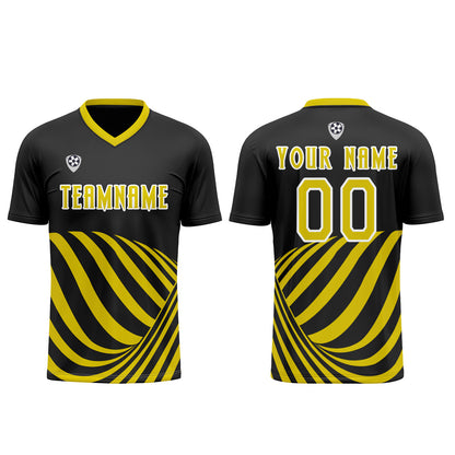 Custom Black Yellow Uniform Jersey Kids Adults Personalized Set Jersey Shirt