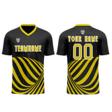 Custom Black Yellow Uniform Jersey Kids Adults Personalized Set Jersey Shirt