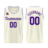Custom Cream-Purple Basketball Jersey for Men Women Adult Youth Stitched Name Number Logo