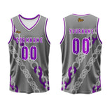 Custom Gray Violet Basketball Jersey Uniform Suit Printed Your Logo Name Number