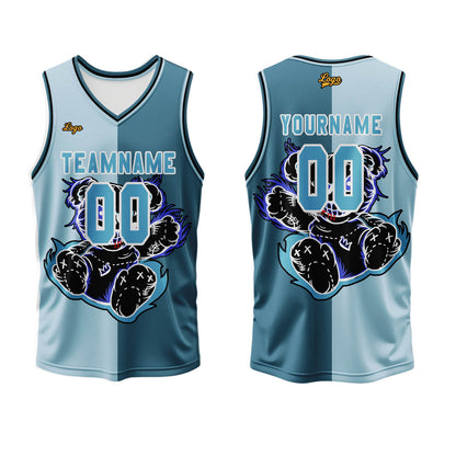 Custom Gray Blue Basketball Jersey Uniform Suit Printed Your Logo Name Number
