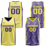 Custom Yellow Purple Reversible Basketball Suit for Adults and Kids Personalized Jersey