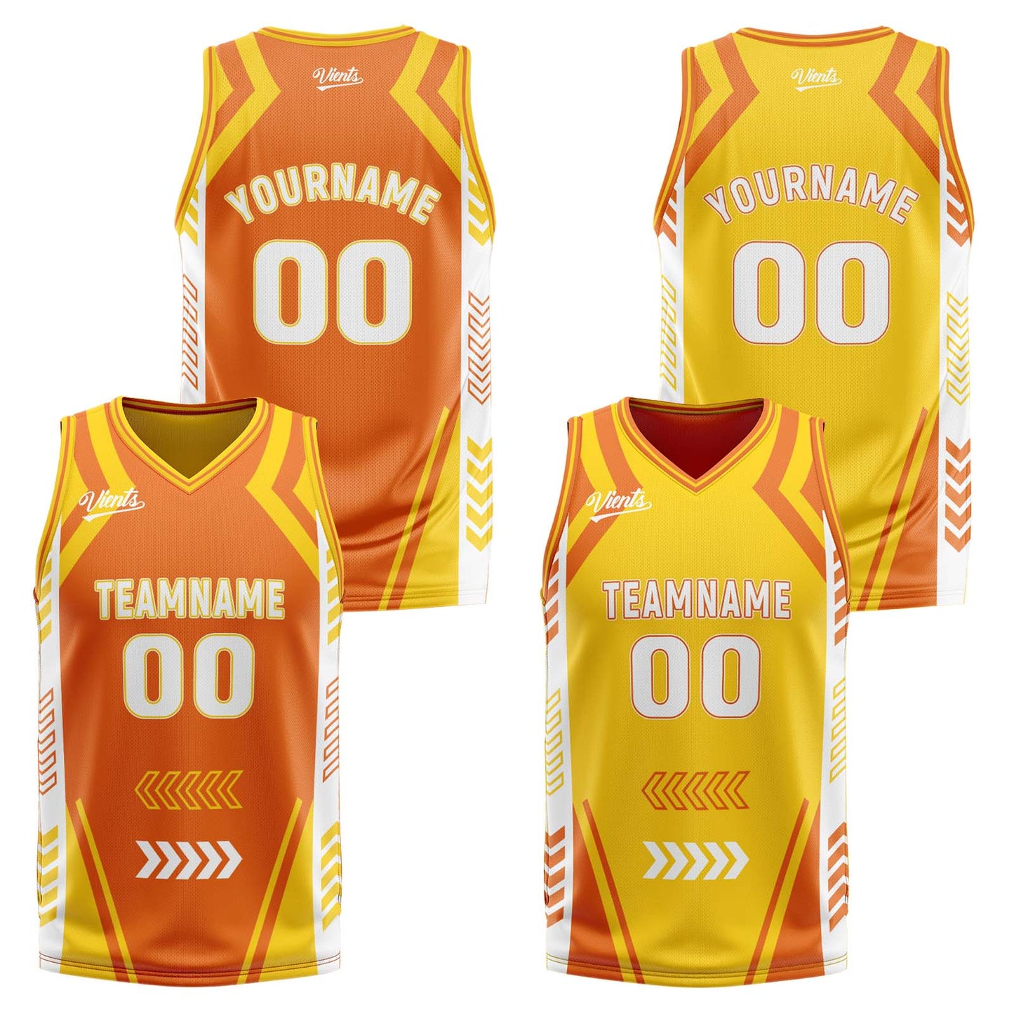 Custom Orange Yellow Reversible Basketball Suit for Adults and Kids Personalized Jersey