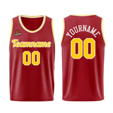 Custom Burgundy Yellow Basketball Jersey for Men Women Adult Youth Stitched Name Number Logo