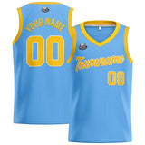Custom Light Blue Yellow Basketball Jersey for Men Women Adult Youth Stitched Name Number Logo