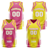 Custom Pink Yellow Reversible Basketball Suit for Adults and Kids Personalized Jersey