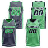 Custom Navy Green Reversible Basketball Suit for Adults and Kids Personalized Jersey