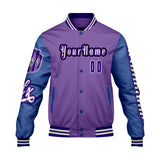 Custom Purple Blue  Letterman Varsity Jacket Personalized Embroidery Printing