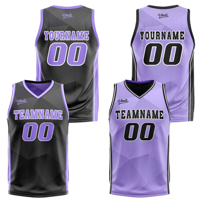 Custom Black Light Purple Reversible Basketball Suit for Adults and Kids Personalized Jersey