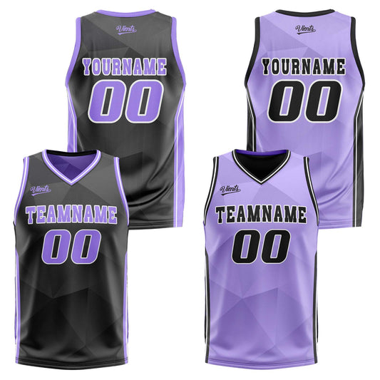 Custom Black Light Purple Reversible Basketball Suit for Adults and Kids Personalized Jersey
