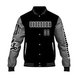 Custom Black Grey Letterman Varsity Jacket Personalized Embroidery Printing