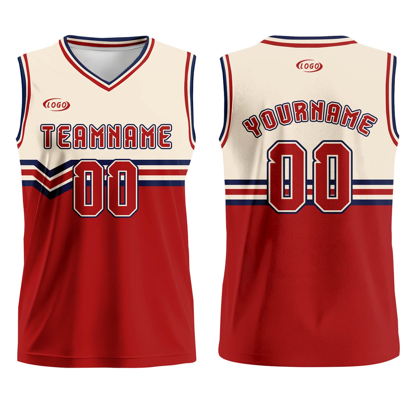 Custom Beige Red Blue Basketball Jersey Uniform Suit Printed Your Logo Name Number