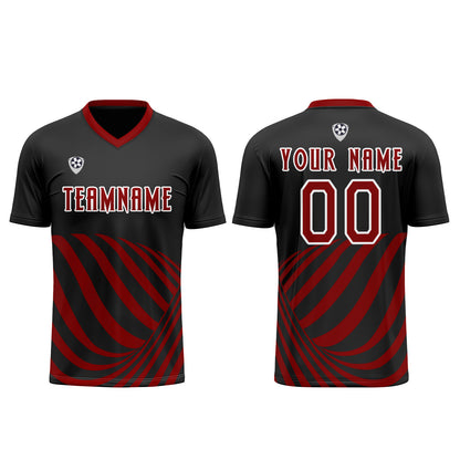 Custom Black Red Uniform Jersey Kids Adults Personalized Set Jersey Shirt