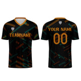 Custom Black Orange Soccer Uniform Jersey Kids Adults Personalized Set Jersey Shirt