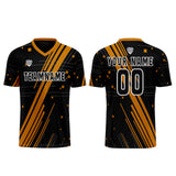 Custom Black Orange Uniform Jersey Kids Adults Personalized Set Jersey Shirt