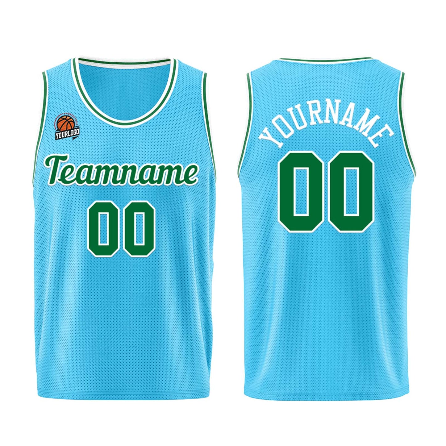Custom Light Blue Green Basketball Jersey for Men Women Adult Youth Stitched Name Number Logo