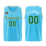 Custom Light Blue Green Basketball Jersey for Men Women Adult Youth Stitched Name Number Logo