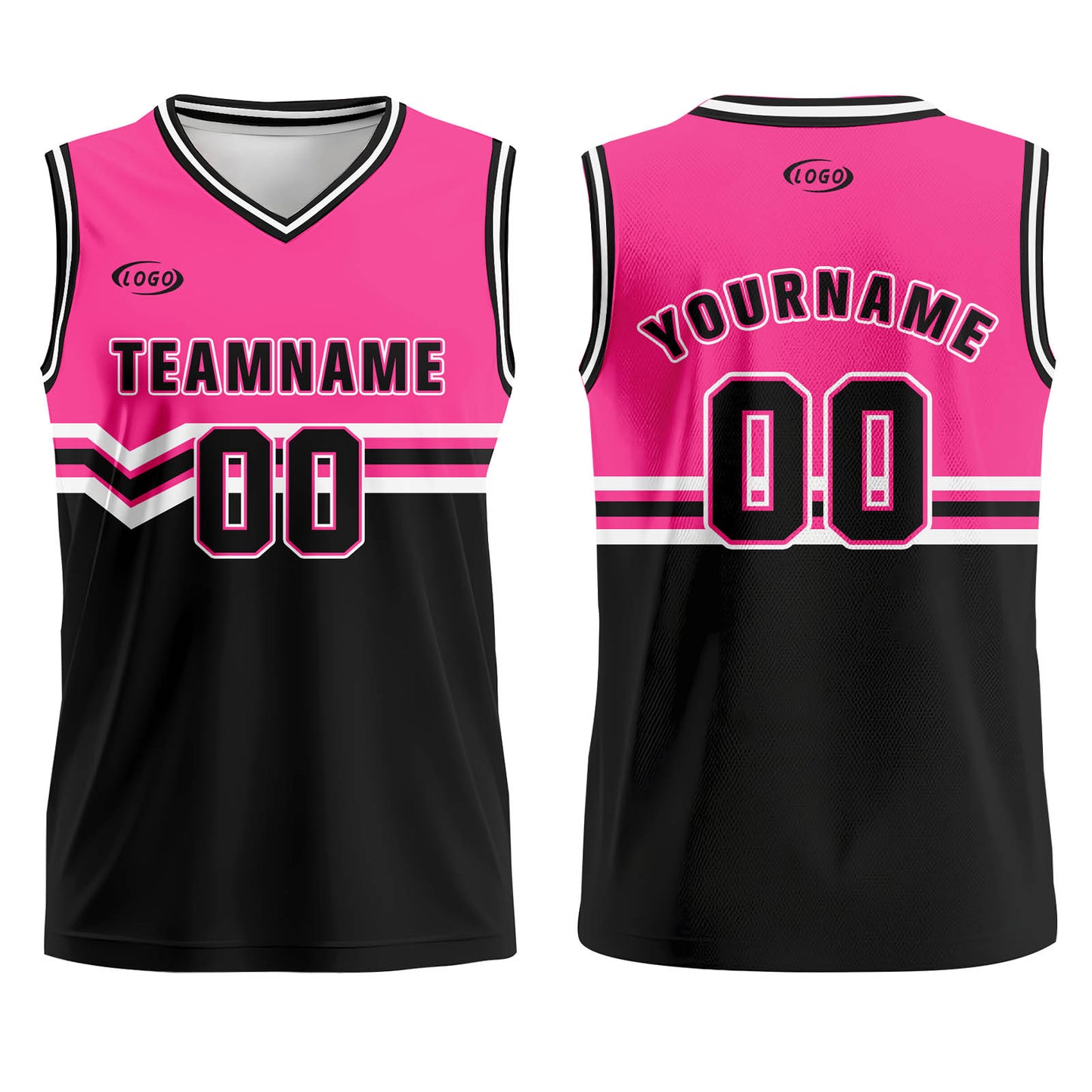 Custom Pink Black White Basketball Jersey Uniform Suit Printed Your Logo Name Number