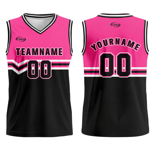 Custom Pink Black White Basketball Jersey Uniform Suit Printed Your Logo Name Number