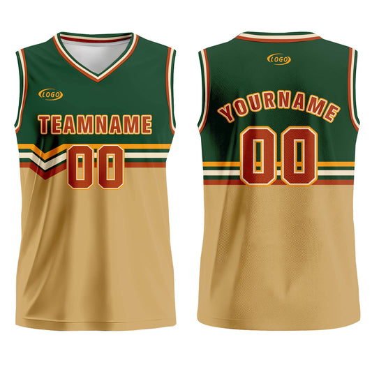 Custom Green Light Brown Red Yellow Basketball Jersey Uniform Suit Printed Your Logo Name Number