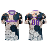 Custom Purple Dark Blue Uniform Jersey Kids Adults Personalized Set Jersey Shirt