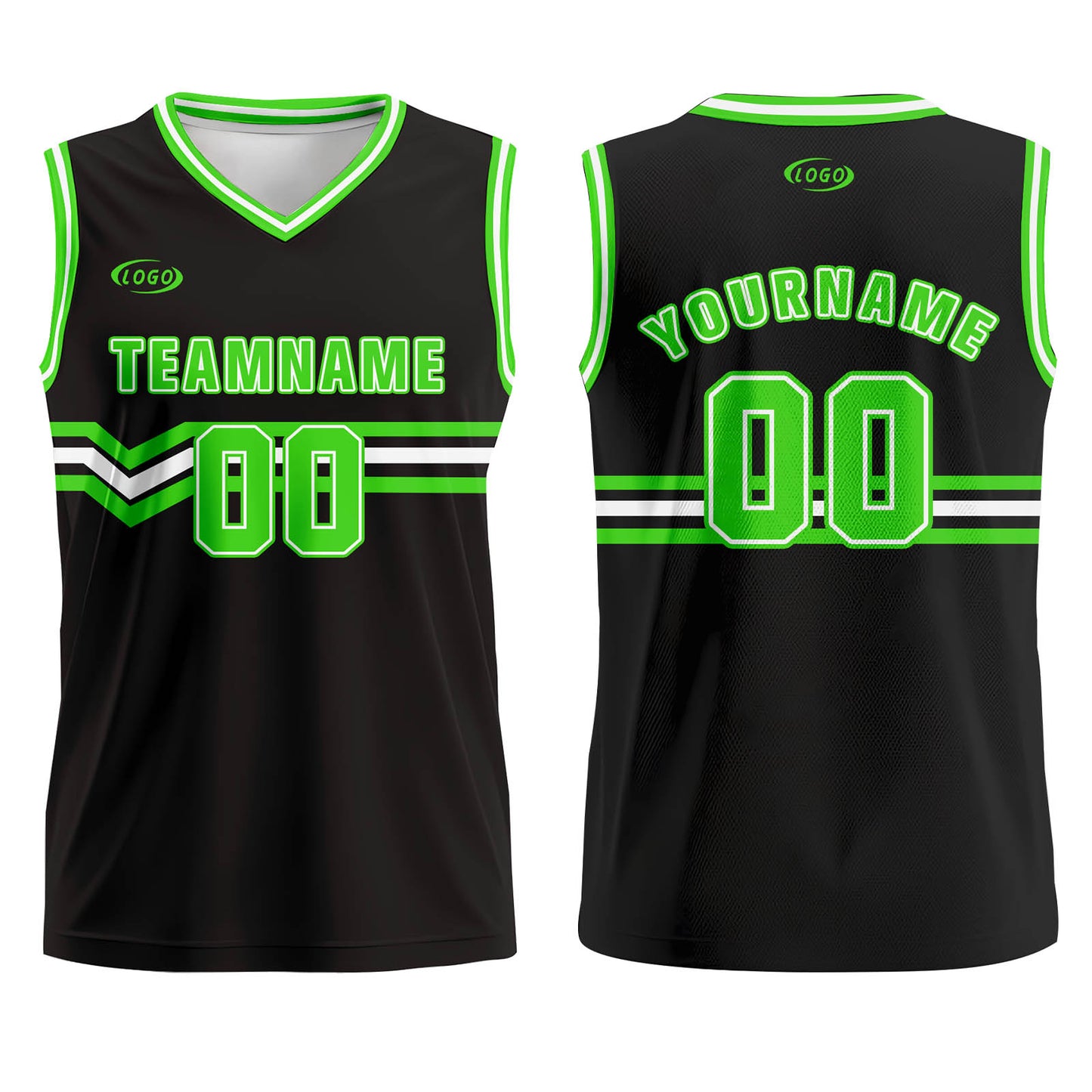 Custom Black Bright Green White Basketball Jersey Uniform Suit Printed Your Logo Name Number